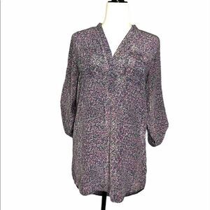 Guess by Marciano Floral Silk Tunic Long Sleeve